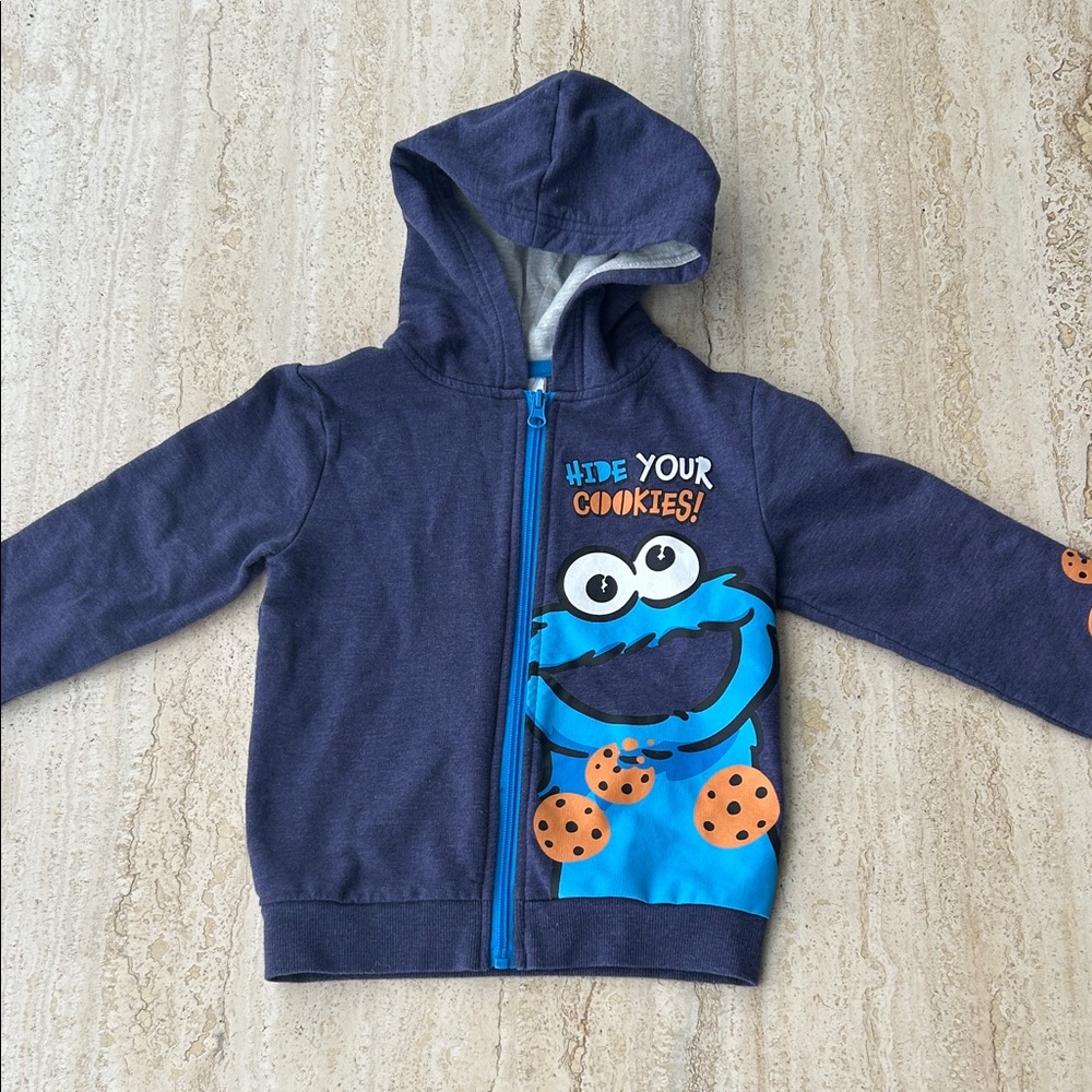 NWOT Sesame Street Cookie Monster Kids Blue Graphic Hoodie size 5T